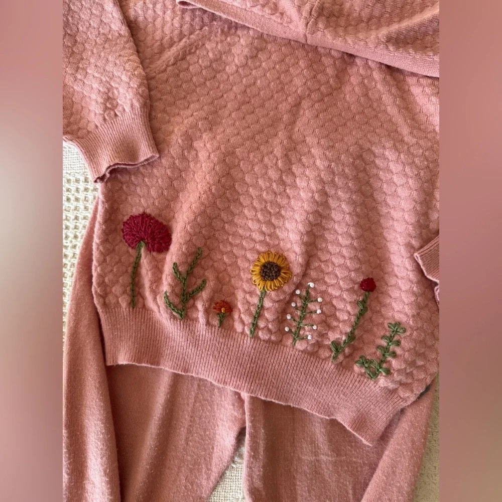 Hand Embroidered Floral Set 3T